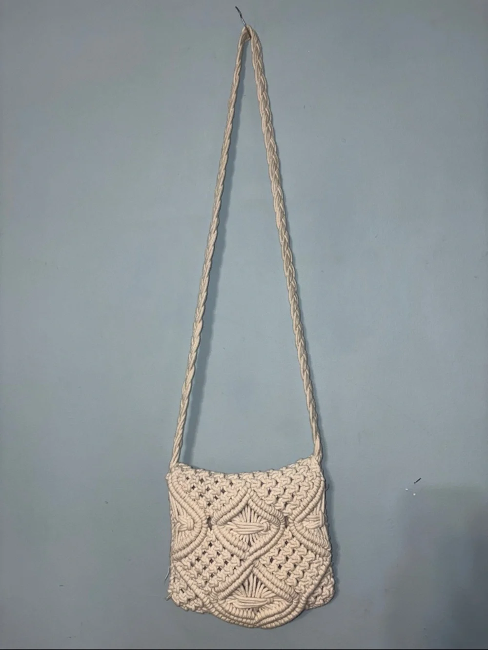 Tommy Bahama bohemian hippie Prarie Handcrafted Cream Macramé Crossbody Bag
